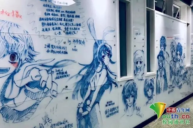 四川大学“涂鸦墙”走红 大四女生3天画满三面动漫人物墙