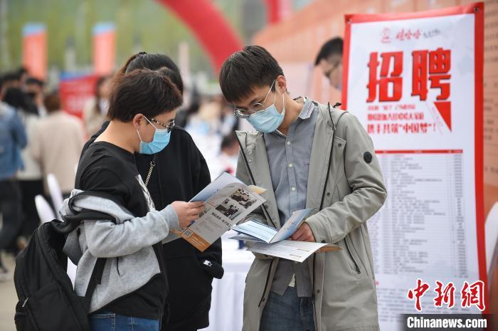 资料图：大学生翻看招聘简章。 武俊杰 摄