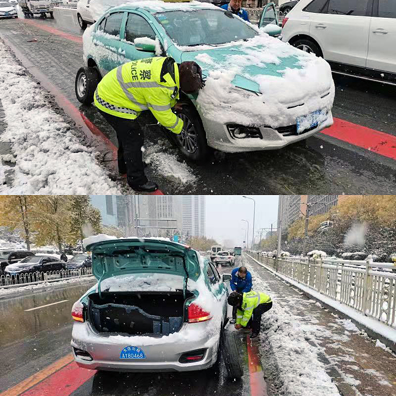 大连交警部门全警动员应对强降雪天气