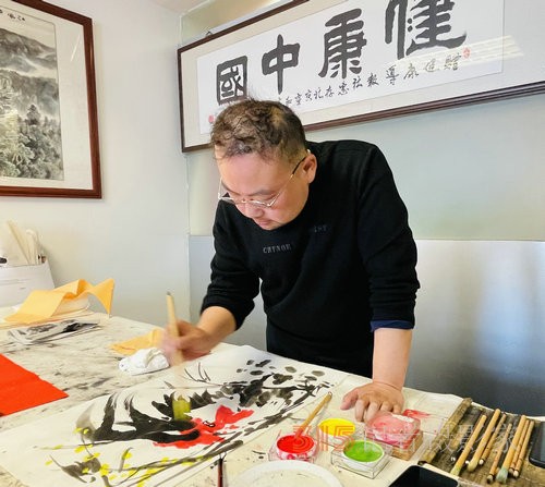 首都名家庆两会书画笔会在环境大厦举行