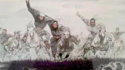 著名画家德凤山中国画蒙古马蒙古人新作品赏析