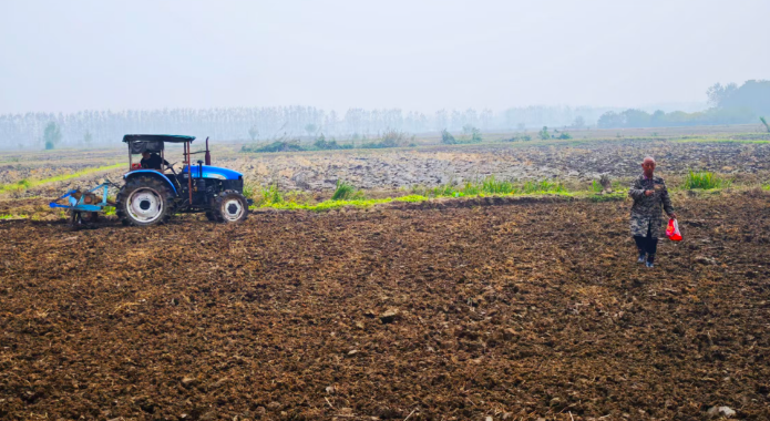 抢抓晴好天 播种小麦忙